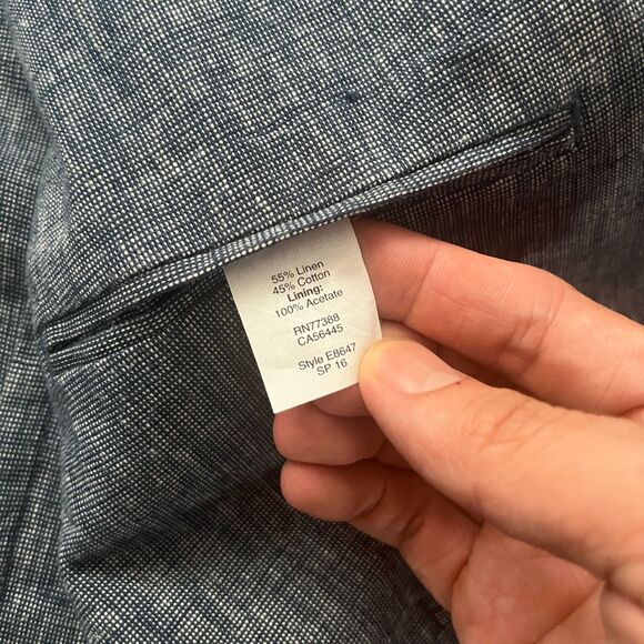 J Crew Blazer Men's M Grey Chambray Linen Blend Lightweight Unstructured Jacket - Picture 5 of 6